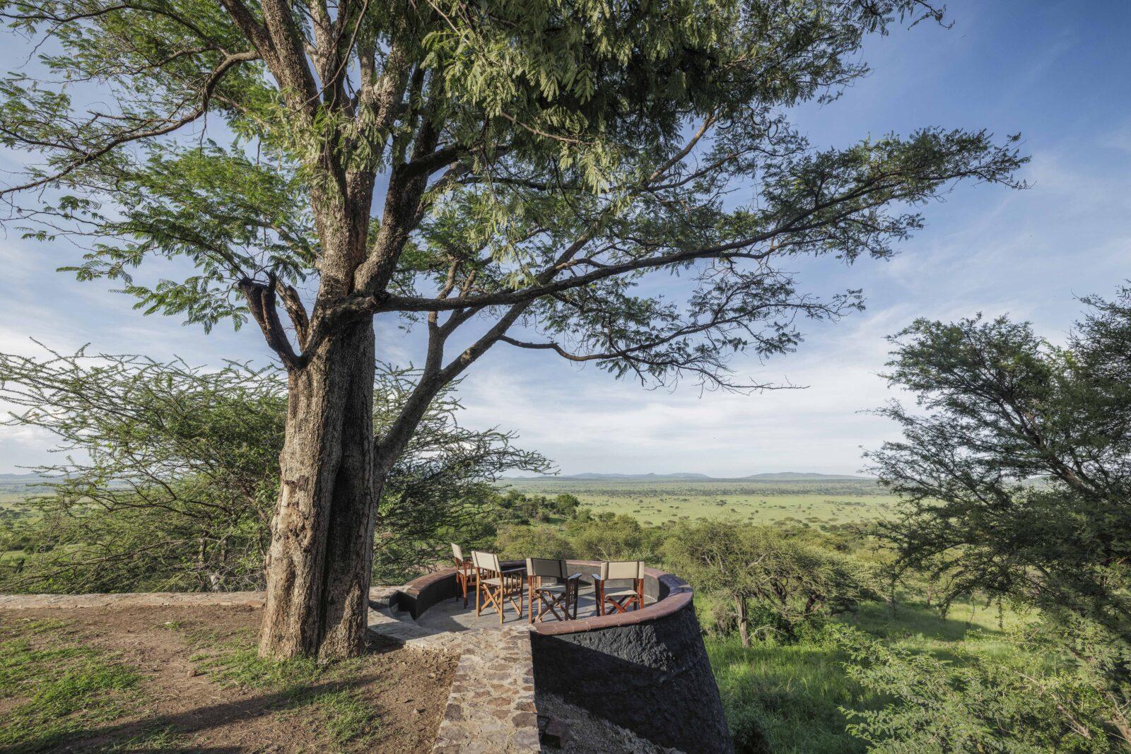 Scenic view across the Serengeti plains in Tanzania
